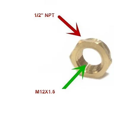 Pipe 1/2  NPT Male To M12 M12X1.5 Female Metric Adapter Fitting • $13.99