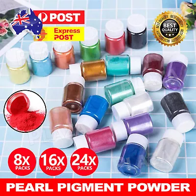 8-24PCS Pigment Powder Mica Epoxy Resin Dye Pearl Natural Mica Mineral Set AU • $8.95