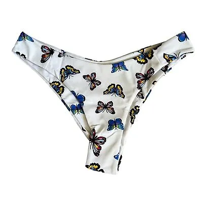 Zaful White Butterfly Print High Cut Colorful Bikini Bottoms Size 4 NWOT • $16