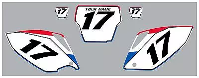 2007 HONDA CRF450 Custom Pre-Printed White Backgrounds Black Numbers USA Series • $45.99