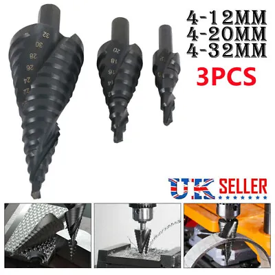 £9.99 • Buy 3PCS HSS Step Drill Bit Set Large Cone Titanium Bit Set Metal Hole Cutter +Pouch