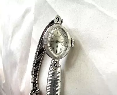 14k White Gold Hamilton Vintage Ladies Watch • $125