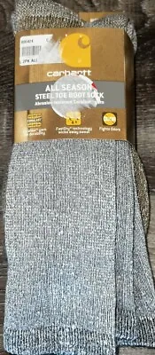 Carhartt ~ Mens 2-Pair All Season Steel Toe Boot Socks Acrylic Blend Gray ~ L • $24.91