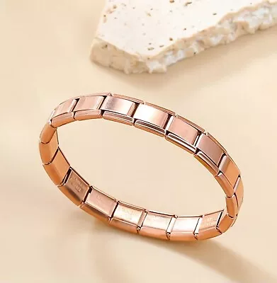 Italian Charm Starter Braclet 18 Links Stainless Steel Rose Gold+Free Charm Tool • £11.90