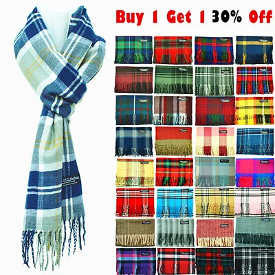 Winter Womens Mens 100% Cashmere Plaid Solid Scarves Wool Scarf Scotland Made • $7.77