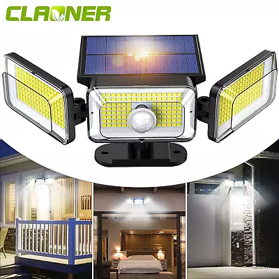 CLAONER 368 LED Solar Security Light PIR Motion Sensor Outdoor Garden Flood Lamp • $16.99