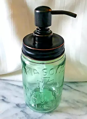 Soap Pump Dispenser OIL RUBBED BRONZE MASON Jar Antique Reproduction Apple Green • $14.95