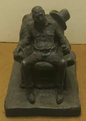 1973 MICHEAL GARMAN Cast Sculpture SEATED COWBOY W BEER!! Excellent!!!! • $45