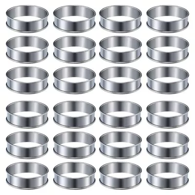 24 Pieces Muffin Tart Rings  Rolled Tart  Stainless Steel Muffin Rings Metal Ro • $25.44