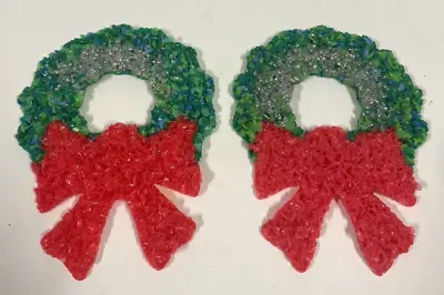 Set Of 2 Vintage Melted Plastic Popcorn Christmas Wreaths 8  X 6  • $17.99