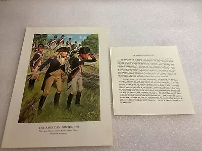 VTG” The American Soldier” 13x9 Military Art Print  1794 Military History Dep. • $13