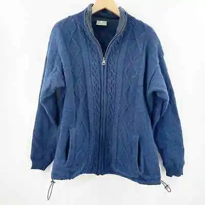 ARAN WOOLLEN MILLS Sweater Jacket Size Large 100% Wool Ireland Irish Lined ZipUp • $53.99