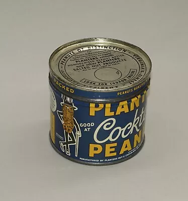 Circa 1938 Planters Peanuts Mr. Peanut Empty Tin 3  Tall X 3 1/4  In Diameter • $1