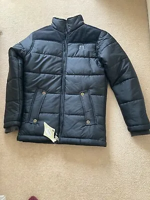 Men’s Old Guys Rule Black Fur Collared Quilted Jacket-BNWT-Small • £24.99