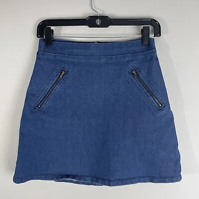Milky Way Y2K Blue Denim Jeans Mini Skirt Size S Back Zip • $8.99