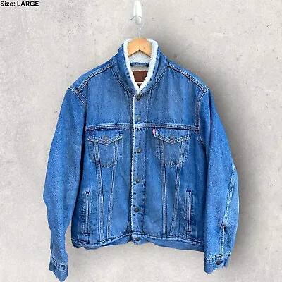 Levi’s Sherpa Trucker Vintage Denim Jacket Size Large • $99.99