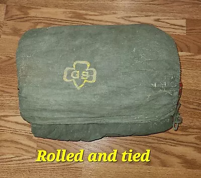 Vtg 1957 Official Girl Scout Camping Equipment Sleeping Bag Bed Roll Collectible • £144.62