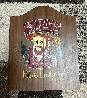 Vintage 1970s Kings Head Pub & Lodging Dart Board Wall Wood Cabinet 17x20 • $19.99