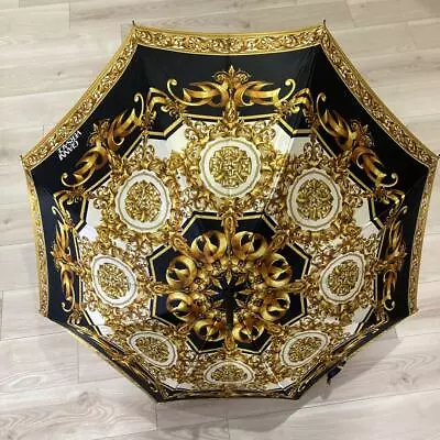Gianni Versace Logo Printed Gold Long Rain Umbrella Authentic • $260
