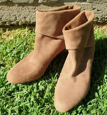 Bally Suede Brown Peter Pan Pixie Ankle Boots EU 37 US 6.5 • $80