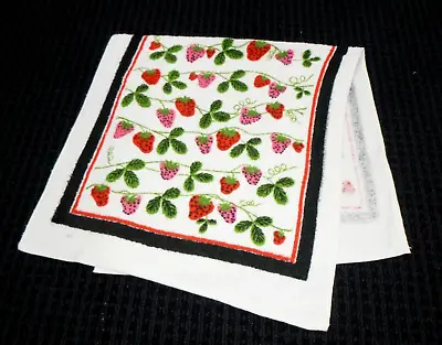 NOS Vtg Spring Mills Kitchen Dish Towel MOD Pink & Red Strawberries 16.5x33  • $18