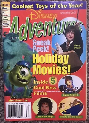 $5 • Buy Disney Adventures Magazine December 2001 Harry Potter Jimmy Neutron Monsters Inc