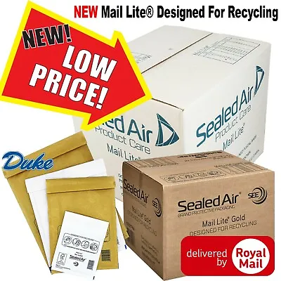 Mail Lite / Lites Padded Bags Envelopes 'all Sizes' - White & Gold Mailing Bags • £12.08