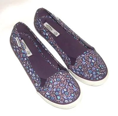 Fat Face Womens Slip On  Pump / Sneakers Style Shoes In  Purple Floral Size 7 UK • £21.99