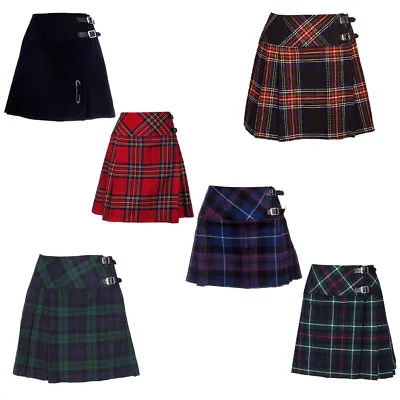 Scottish Ladies Mini Skirt Various Tartans Acrylic Wool/Women Kilt Pin 16' Long • £17.99