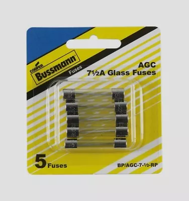 Bussmann Buss Fuses BP/AGC-7-1/2-RP 7.5 Amp AGC Glass Fuse Mini Automotive 5 Pk • $8.40