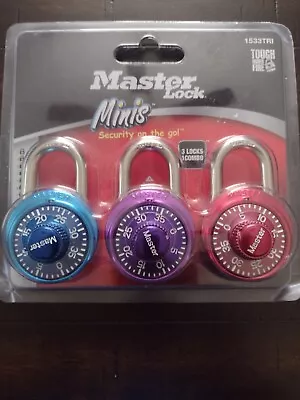 Master Lock 1533TRI Locker Lock Mini Combination Padlock 3 Pack Assorted New • $15.99