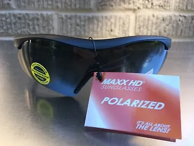 Maxx HD Sunglasses Sniper Flat Black Smoke Lens Golf TR90 Polarized HDP Fishing • $19.95