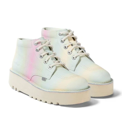 £40 • Buy Kickers Hi Pastel Rainbow Leather Platform Ankle Boot Women Pink Mint