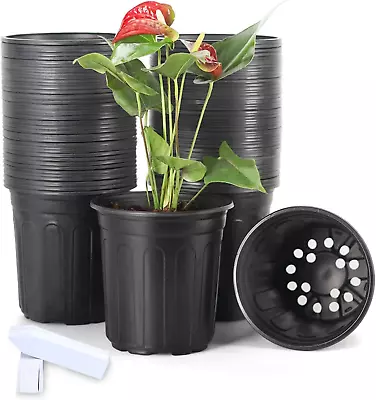 50-Pack 1 Gallon Flexible Plant Nursery Pots With 50Pcs Plant LabelsThickened S • $37.25