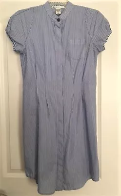 $25 • Buy DIANE VON FURSTENBERG BLUE WHITE STRIPED COTTON W/SELF-BELT SHIRTWAIST DRESS - 6