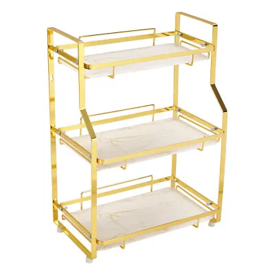 3 Tier Metal Cosmetic Storage Shelf Rack Makeup Organizer Perfume Display Stand • £12.95