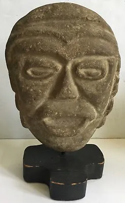 Proto Maya 300 B.C. Large Carved Stone Head - Old Estate Collection • $1875