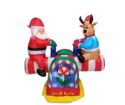 $104.99 • Buy Animated Christmas Inflatable Yard Decoration Santa Claus Reindeer Teeter Totter
