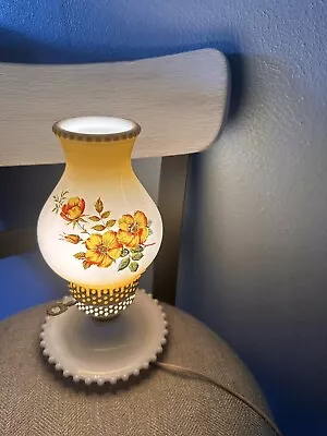 Vintage Bedside Hurricane Lamp Dainty Floral Design! • $40