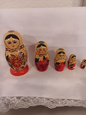 Made In Russia Handpainted Wood 5 Nesting Dolls • $16.95