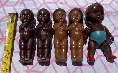 Vintage Kleeware And Others African Black Small Plastic Baby Dolls Bundle • $35