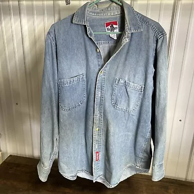Vintage Marlboro Denim Button Up Long Sleeve Shirt Size M Made In USA Used/Worn • $10