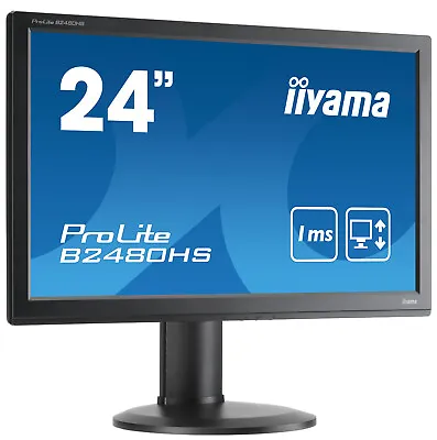 Iiyama B2480HS 24  Full HD 1080p Widescreen TN LED Monitor - HDMI VGA DVI Ports • £59.99