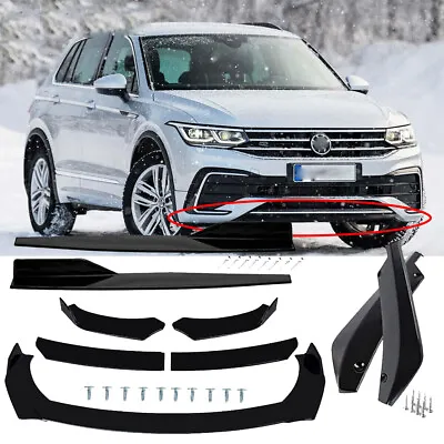 For VW Tiguan Touareg Side Skirts & Front Bumper Lip Splitter Body Kit Spoiler • $56.99