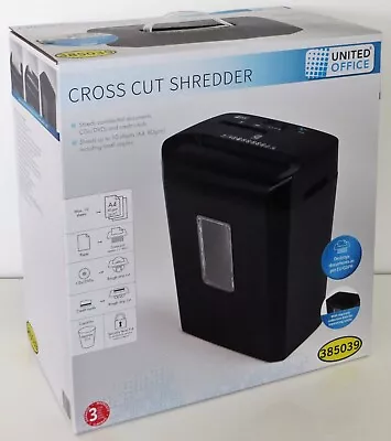 £29.99 • Buy United Office Cross Cut Shredder UAV 300 A1 For Docs, CDs, DVDs And Credit Cards