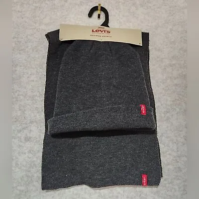 Levi's Beanie And Scarf Set Charcoal NWT • $24.99