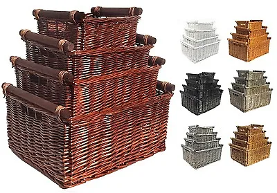 £18.99 • Buy Large Deep Kitchen Log Willow Wicker Storage Handle Xmas Empty Hamper Basket