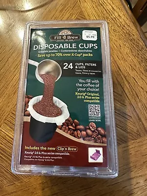 Fill & Brew Disposable K Cups Keurig 2.0 Plus Series 24 Cups Filters & Lids • $15