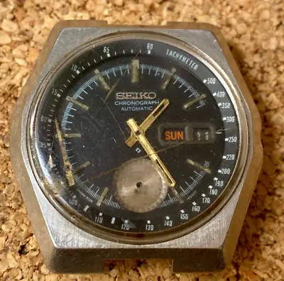 Vintage Seiko 6139-7080 Watch Chronograph Automatic HEXAGON Men's Black Dial • $80