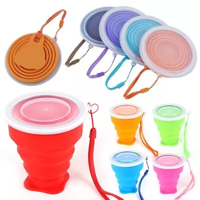 Collapsible Cup Silicone Folding Bowl Set Cups For Camping Outdoor Telscope Lid • £4.12